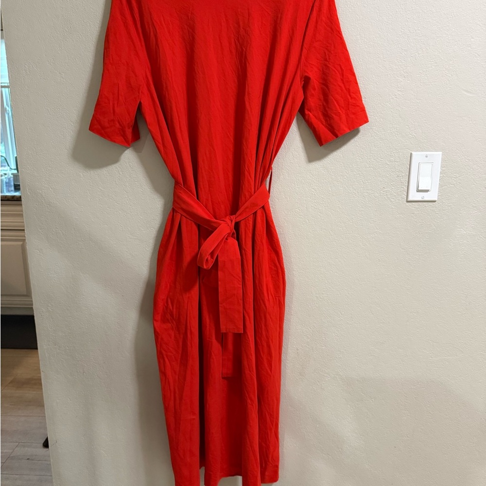 COS Red Belted Maxi T-Shirt Dress – Size L